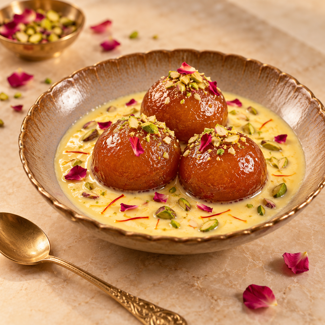 Warm Indian dessert at Desi Vibes